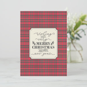 Cartes Pour Fêtes Annuelles Rouge Noël Typographique Traditionnel Écossais