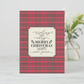 Cartes Pour Fêtes Annuelles Rouge Noël Typographique Traditionnel Écossais