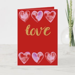 Cartes Pour Fêtes Annuelles Rouge & Or Amour Vous Aquarelle Saint-Valentin