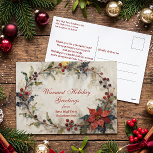 Cartes Pour Fêtes Annuelles Rouge Or Poinsettia Noël d'entreprise