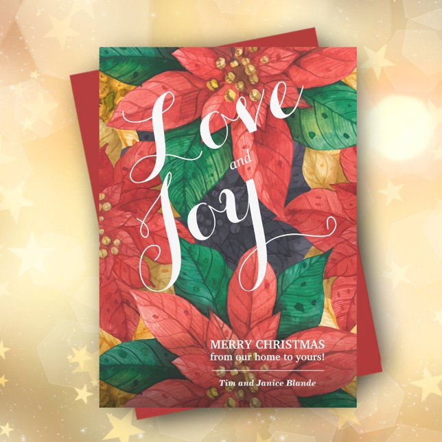 Cartes Pour Fêtes Annuelles Rouge Poinsettias Noël non photo (Créateur téléchargé)