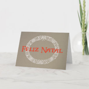 Cartes Pour Fêtes Annuelles Rouge portugais de guirlande de Noël blanc sur la