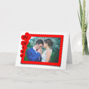 Cartes Pour Fêtes Annuelles Rouge Rétro Cadre Blanc Saint-Valentin Photo Perso