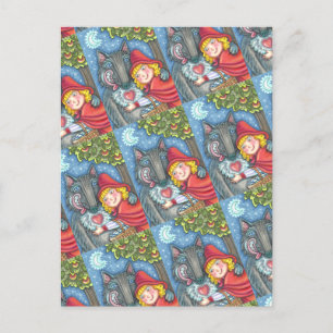 CARTES POUR FÊTES ANNUELLES ROUGE RIDING HOOD, LES LOUPS ONT BESOIN DE HUGS TR