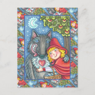 CARTES POUR FÊTES ANNUELLES ROUGE RIDING HOOD, LES LOUPS ONT BESOIN DE HUGS TR