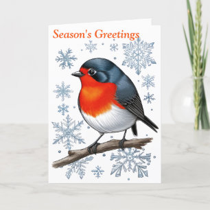 Cartes Pour Fêtes Annuelles Rouge Robin aux Flocons de Neige