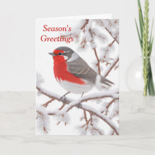 Cartes Pour Fêtes Annuelles Rouge Robin des Neiges