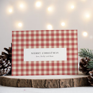 Cartes Pour Fêtes Annuelles Rouge rustique En vichy moderne Noël