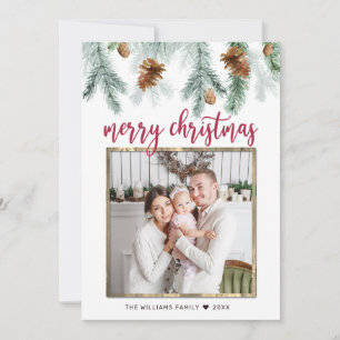 Cartes Pour Fêtes Annuelles Rouge rustique Joyeux sapin de Noël Photo