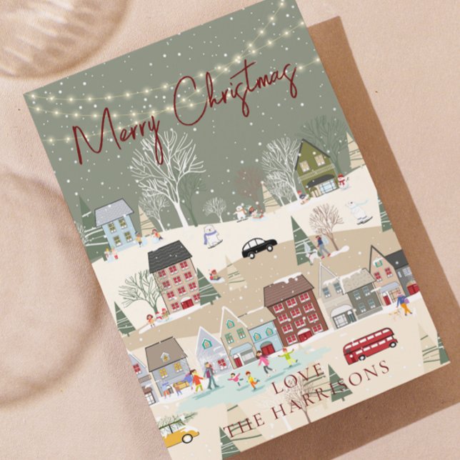 Cartes Pour Fêtes Annuelles Rouge rustique traditionnel 1 photo Joyeux Noël (personalised Christmas card winter wonderland)