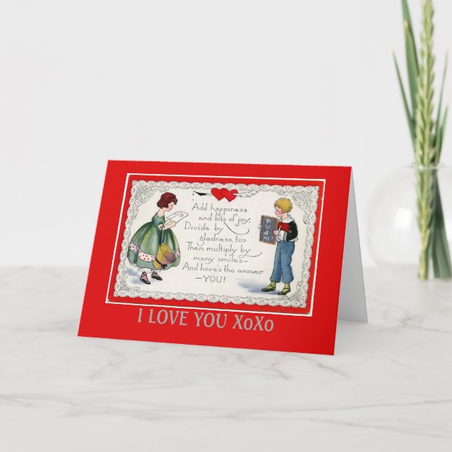 Cartes Pour Fêtes Annuelles Rouge Saint Valentin pour enfants Retro (Devant)