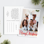 Cartes Pour Fêtes Annuelles Rouge Script Joyeux Noël Vertical pleine photo<br><div class="desc">Célébrez la saison avec ce script rouge festif Joyeux Noël vertical pleine photo carte postale vacances avec une touche de charme élégant. Le design chic présente une palette de couleurs simples rouge et blanc, évoquant l'esprit cosy de l'hiver. Son attrait moderne et unique et sa formulation rustique créent un équilibre...</div>
