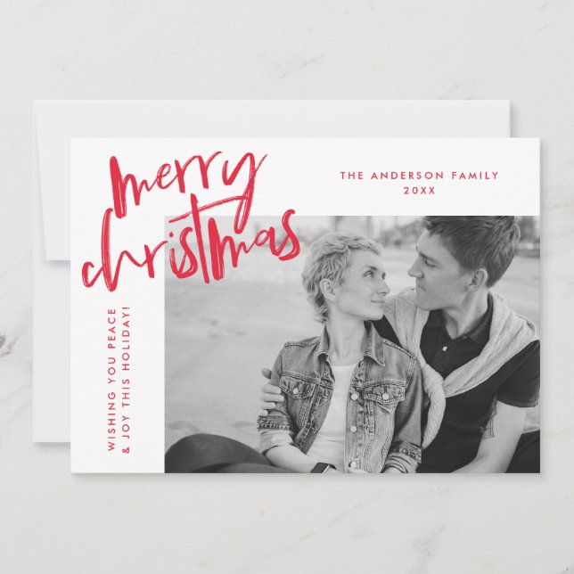 Cartes Pour Fêtes Annuelles Rouge Simplement Joyeux Photo (Devant)