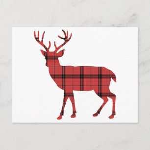 Cartes Pour Fêtes Annuelles Rouge Tartan Motif Noël Noël Cerf