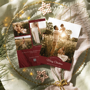 Cartes Pour Fêtes Annuelles Rouge Très Joyeux Noël Quatre Photo Vertical