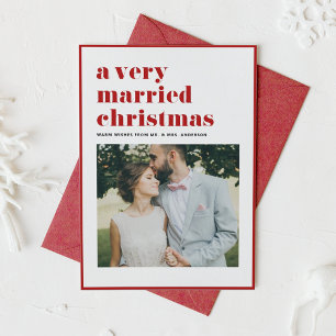 Cartes Pour Fêtes Annuelles Rouge Un Noël très marié Mariage photo moderne