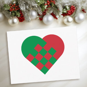 Cartes Pour Fêtes Annuelles Rouge Vert Cœur Danois