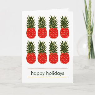 Cartes Pour Fêtes Annuelles Rouge Vert et Or Ananas Tropical Noël