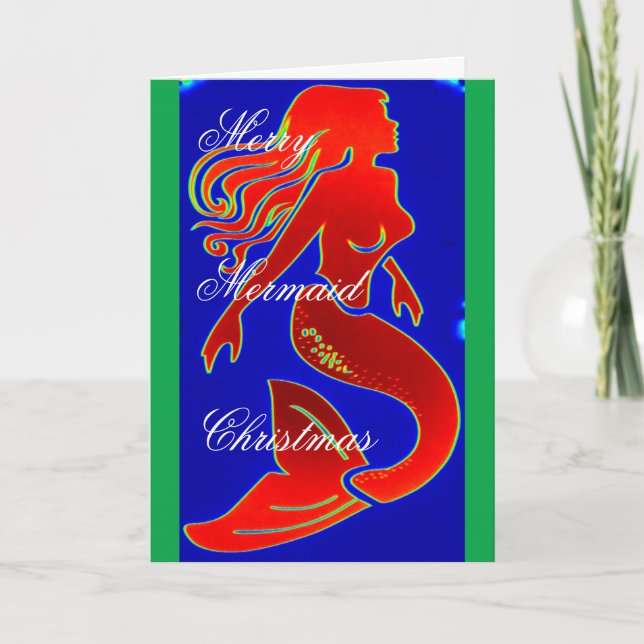 Cartes Pour Fêtes Annuelles rouge/vert Merry mermaid Noël (Devant)