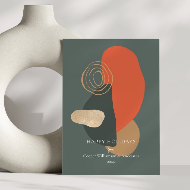 Cartes Pour Fêtes Annuelles Rouge Vert moderne Art Abstrait Unique Entreprise (Créateur téléchargé)