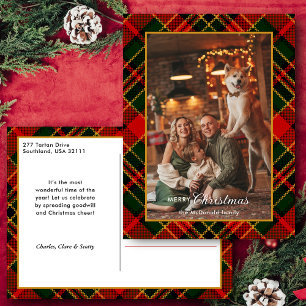 Cartes Pour Fêtes Annuelles Rouge, Vert, Or Plaid de Noël Classique 1-Photo