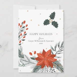 Cartes Pour Fêtes Annuelles Rouge vert Poinsettia Floral Simple Business