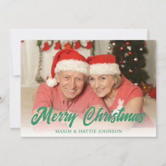 Cartes Pour Fêtes Annuelles Rouge Vert Simple Plaid Joyeux Noël Photo Vacances