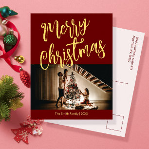 Cartes Pour Fêtes Annuelles Rouge vif avec votre photo Noël 