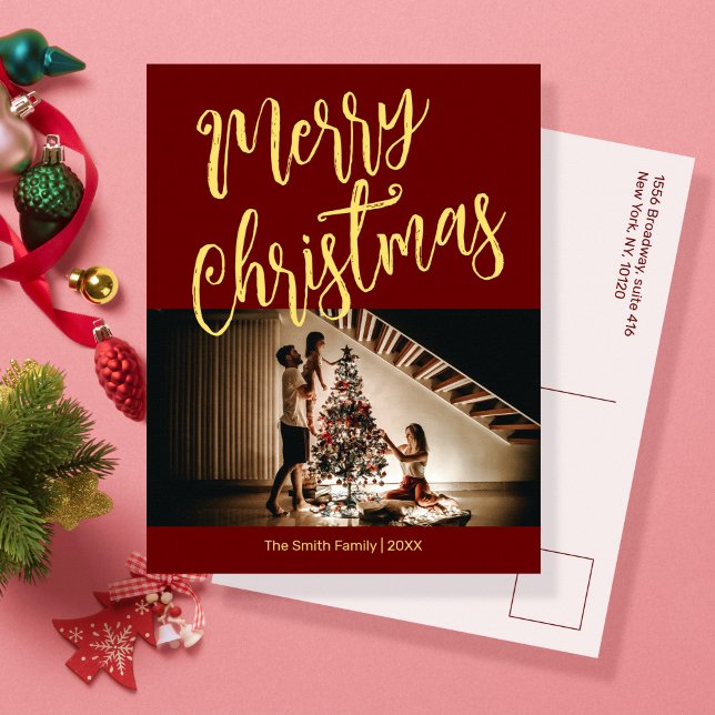 Cartes Pour Fêtes Annuelles Rouge vif avec votre photo Noël  (Créateur téléchargé)