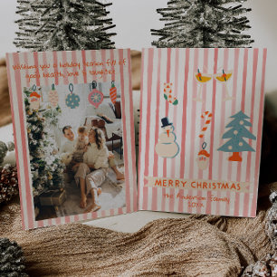 Cartes Pour Fêtes Annuelles Rouge vintage Illustré Colorful Noël amusant