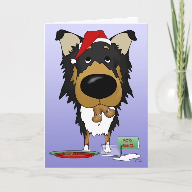Cartes Pour Fêtes Annuelles Rough Collie Christmas - Ho Ho Ho? ? ? (Devant)