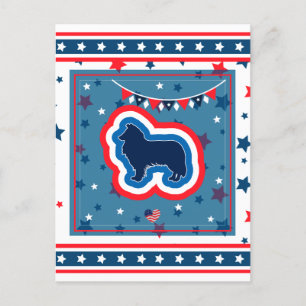 Cartes Pour Fêtes Annuelles Rough Collie Patriotique Rouge Blanc Bleu 4 Juille
