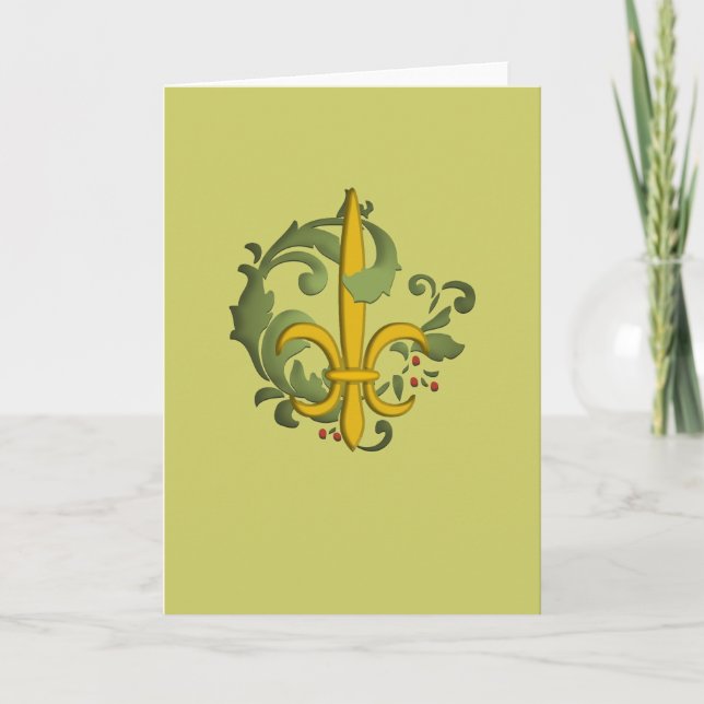 Cartes Pour Fêtes Annuelles Rouleau Fleur de lis Card de Noël (Devant)