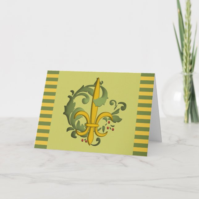 Cartes Pour Fêtes Annuelles Rouleau Fleur de lis de Noël (Devant)