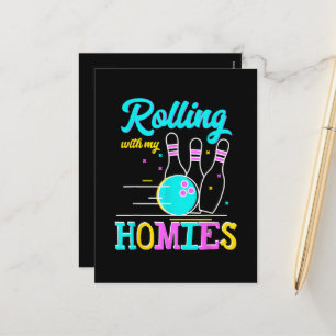 Cartes Pour Fêtes Annuelles Rouler avec mes potes de quilles jouant
