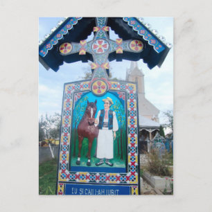 Cartes Pour Fêtes Annuelles Roumanie, Marumures, Cimetière Joyeux, sculpture s