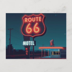 Cartes Pour Fêtes Annuelles Route 66 Motel Néon Art de Voyage de Nuit