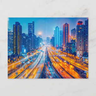 Cartes Pour Fêtes Annuelles Routes à travers la skyline d'une grande ville