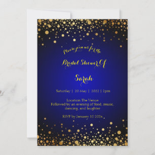 Cartes Pour Fêtes Annuelles Royal Blue et Gold mariage de la douche nuptiale i