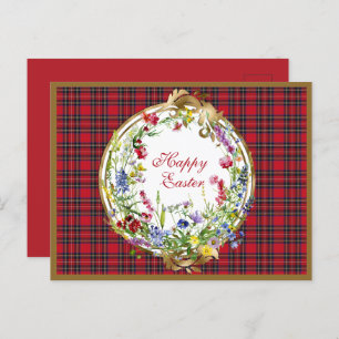 Cartes Pour Fêtes Annuelles Royal Stewart Modern Scottish Tartan Pâques Floral