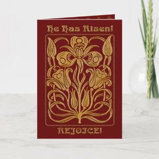 Cartes Pour Fêtes Annuelles Roycroft en brique de Pâques rouge et or (personna