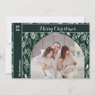 Cartes Pour Fêtes Annuelles Ruban à feuillage persistant Moderne Une Photo Noë