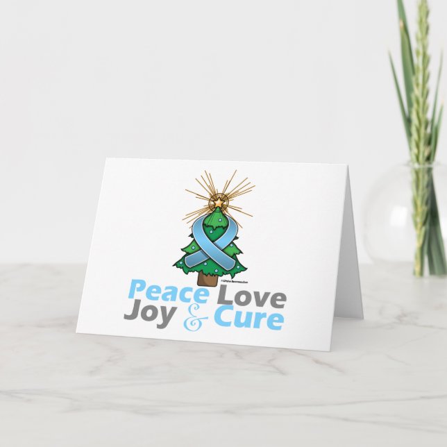 Cartes Pour Fêtes Annuelles Ruban bleu clair Noël Paix Amour, Joie & Cure (Devant)