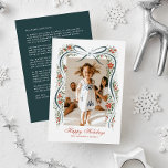 Cartes Pour Fêtes Annuelles Ruban bleu festif avec Poinsettias et verdure<br><div class="desc">Envoyez à votre famille et à vos amis une mise à jour de famille et un message de joie pour les fêtes avec cette carte de Noël en une photo qui présente des illustrations douces et dessinées à la main d'un ruban bleu agrémenté de sprigs festifs de fleurs de poinsettia...</div>