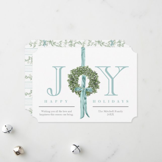 Cartes Pour Fêtes Annuelles Ruban d'aquarelle classique en couronne Motif Pas  (Devant/Arrière en situation)