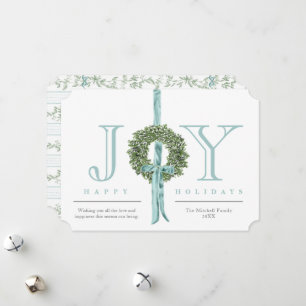 Cartes Pour Fêtes Annuelles Ruban d'aquarelle classique en couronne Motif Pas