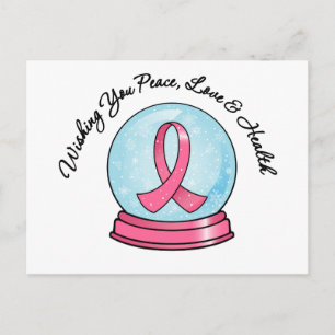 Cartes Pour Fêtes Annuelles Ruban de cancer du sein Joyeux Noël Snowglobe
