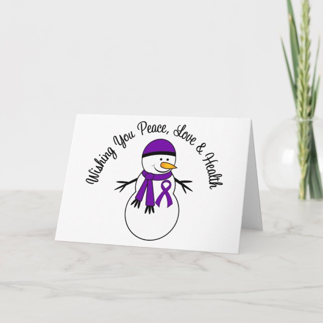 Cartes Pour Fêtes Annuelles Ruban de cancer Pancréatique de Noël Snowman (Devant)