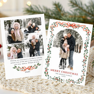 Cartes Pour Fêtes Annuelles Ruban de nœud de Noël vert sauge funky 5 Photo