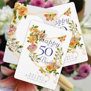 Cartes Pour Fêtes Annuelles Ruban de rose d'or Anniversaire